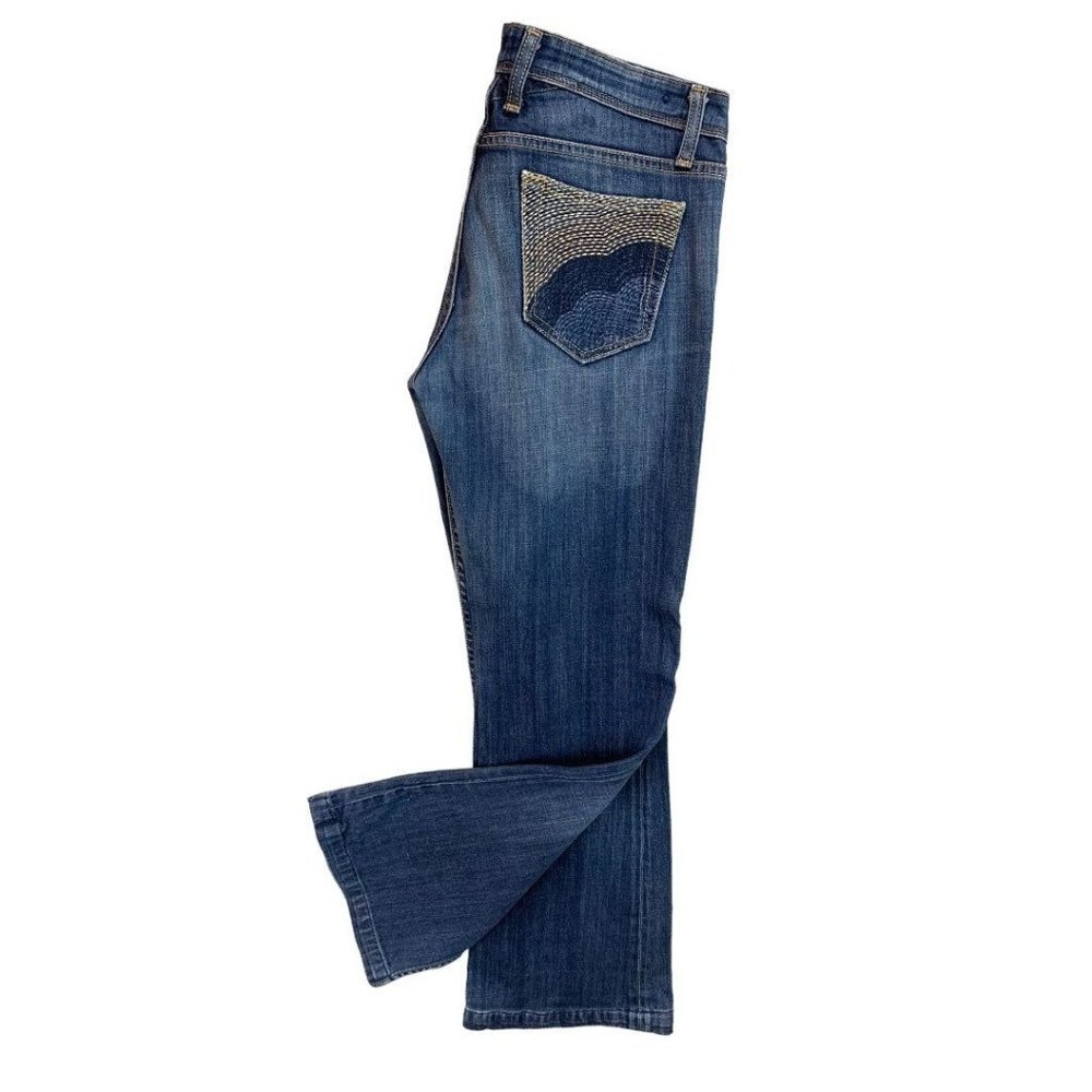 9/10 Delia*s Junior Women's Slight Flare‎ Jeans Denim Embroidered Pocket